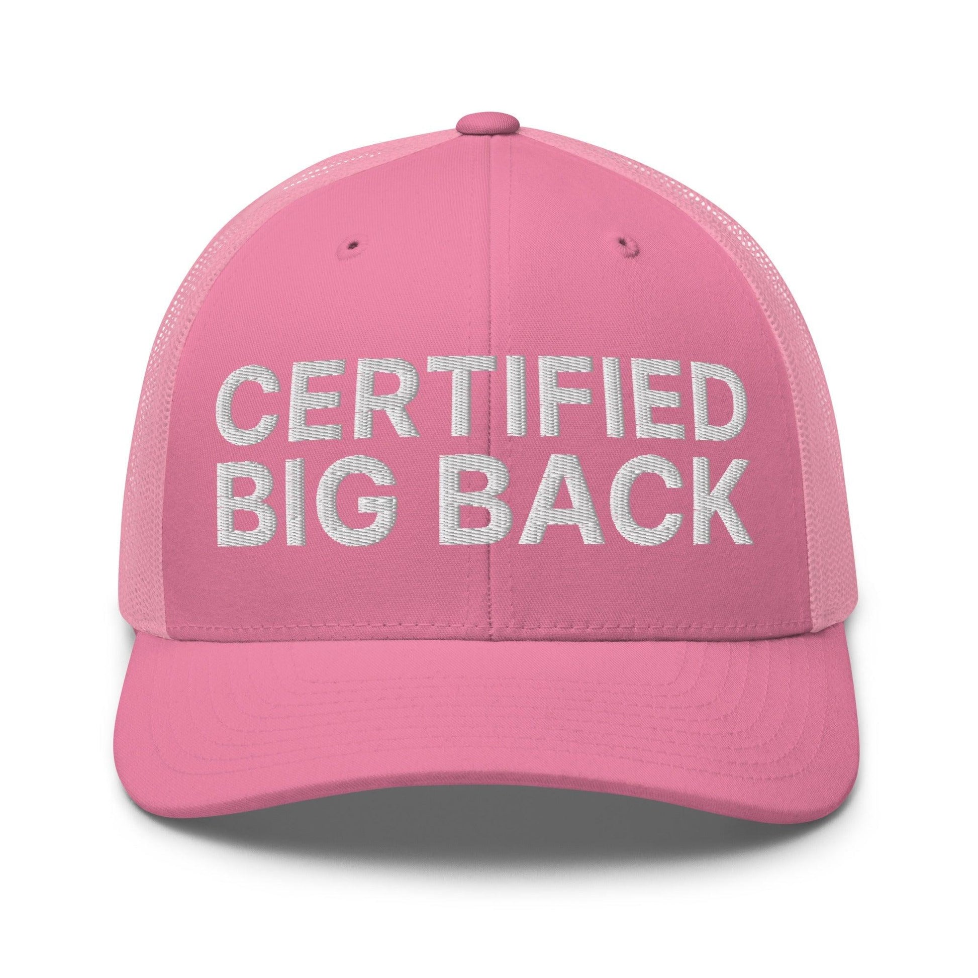 Certified Big Back Embroidered Mesh Trucker Hat - Pink