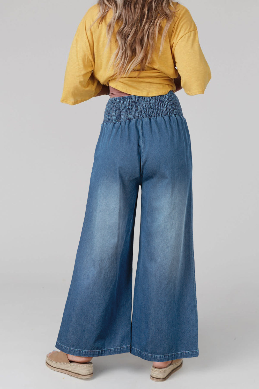 Ashleigh Blue Smocked Waist Wide Leg Jeans