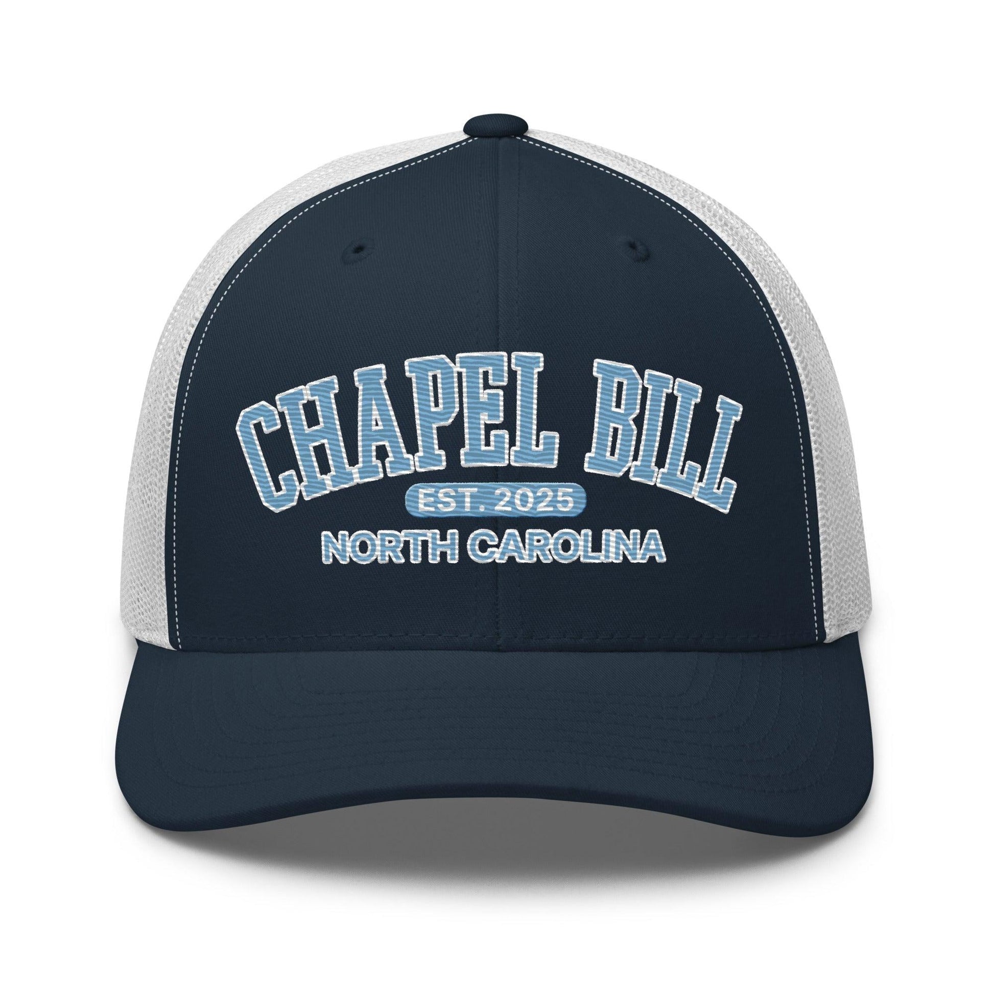 Chapel Bill Belichick UNC Coach Embroidered Mesh Trucker Hat - Navy/ White