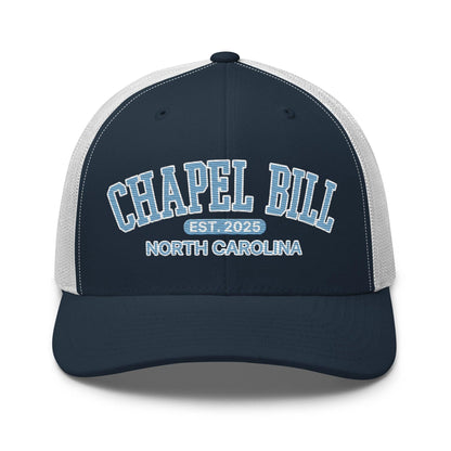 Chapel Bill Belichick UNC Coach Embroidered Mesh Trucker Hat - Navy/ White