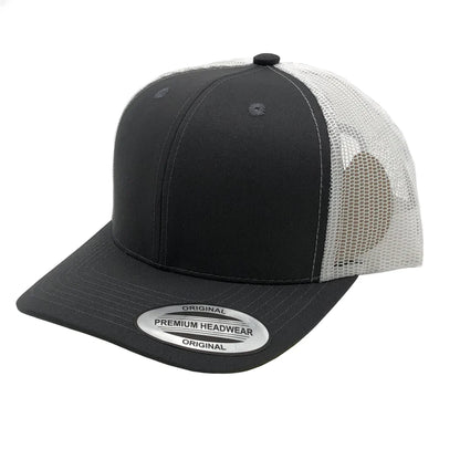 GNV-6606T - Premium Trucker Mesh Cap - Charcoal White / ONE SIZE - CAPS