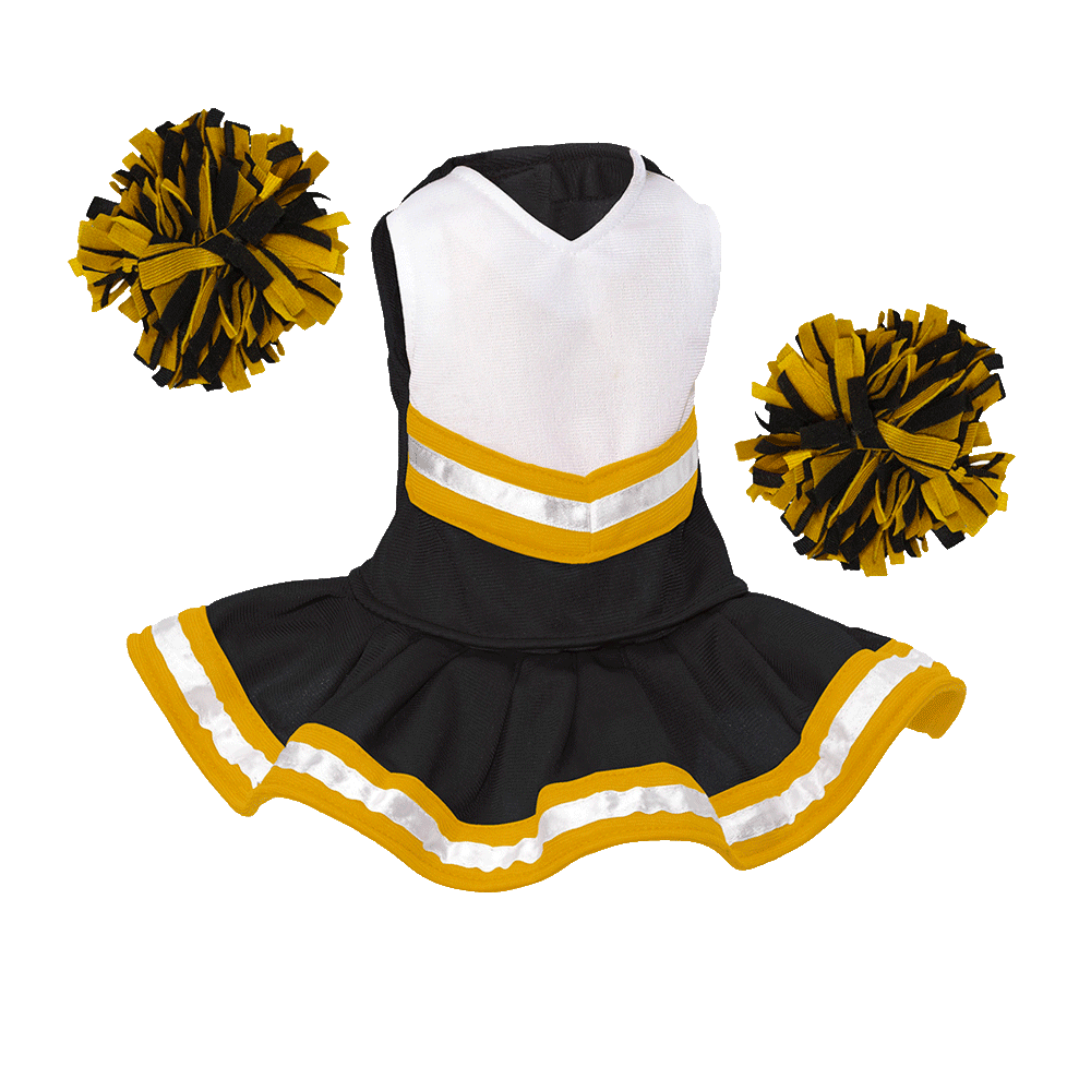 Cheerleader Outfit - Black & White body with Gold trim #90009BG - Embroider Buddy®