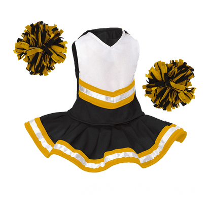 Cheerleader Outfit - Black & White body with Gold trim #90009BG - Embroider Buddy®