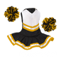 Cheerleader Outfit - Black & White body with Gold trim #90009BG - Embroider Buddy®