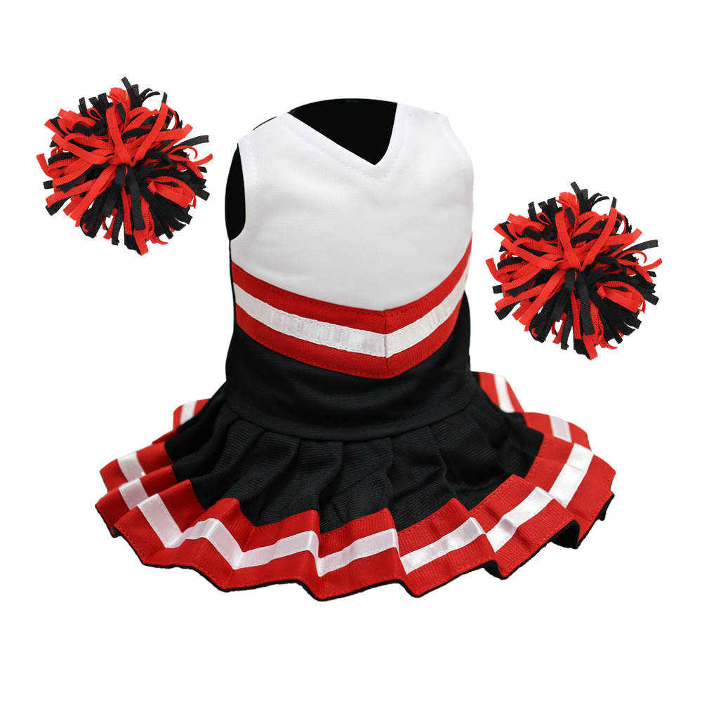 Cheerleader Outfit - Black & White body with Red trim #90018BR - Embroider Buddy®