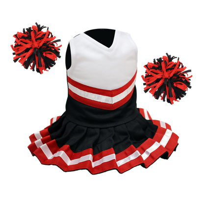 Cheerleader Outfit - Black & White body with Red trim #90018BR - Embroider Buddy®