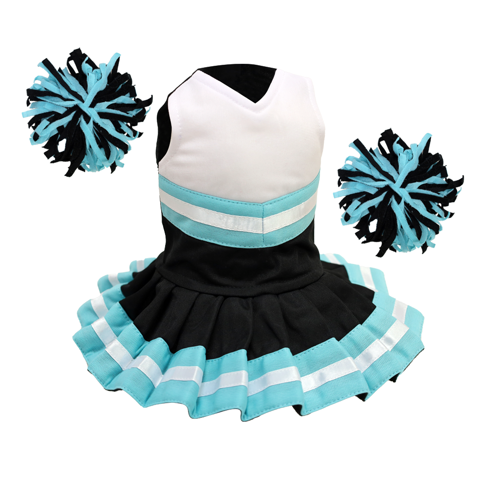 Cheerleader Outfit - Black & White body with Teal trim #90016TB - Embroider Buddy®