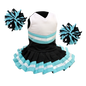Cheerleader Outfit - Black & White body with Teal trim #90016TB - Embroider Buddy®