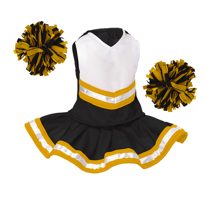 Cheerleader Outfit - Black & White body with Gold trim #90009BG - Embroider Buddy®