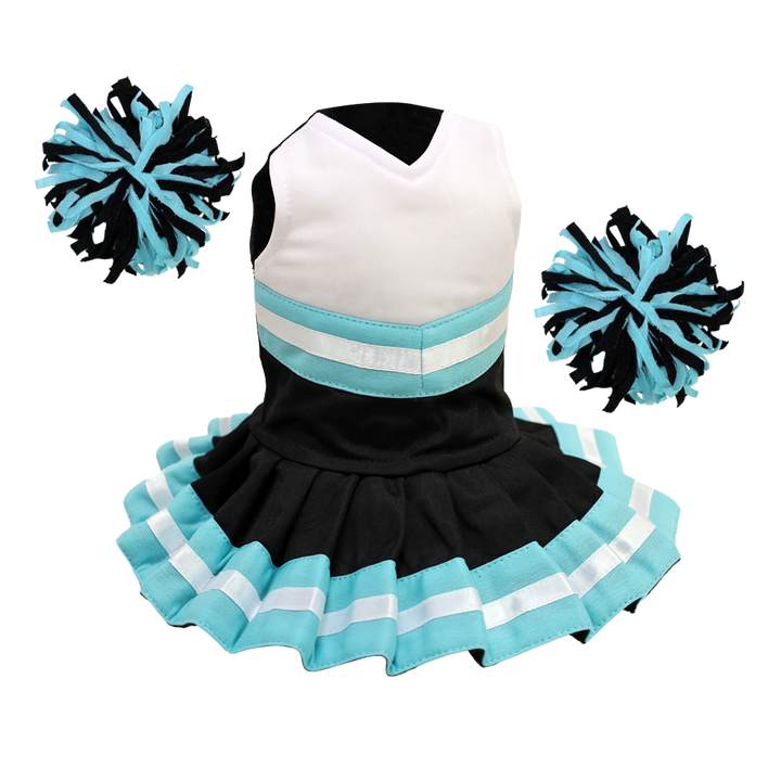 Cheerleader Outfit - Black & White body with Teal trim #90016TB - Embroider Buddy®