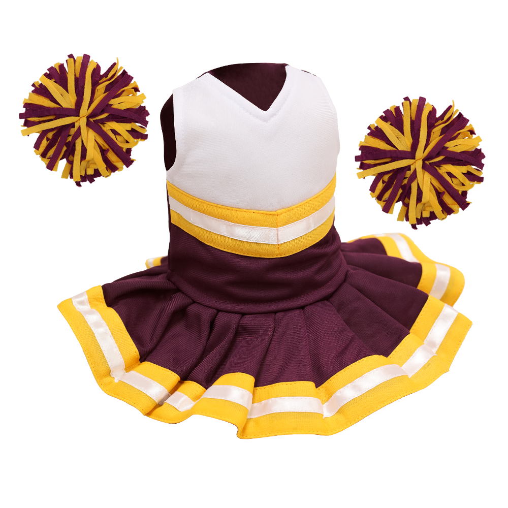 Cheerleader Outfit - Burgundy & White body with Gold trim #90010BG - Embroider Buddy®