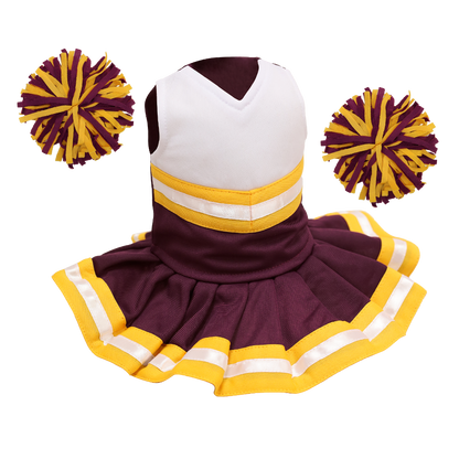 Cheerleader Outfit - Burgundy & White body with Gold trim #90010BG - Embroider Buddy®