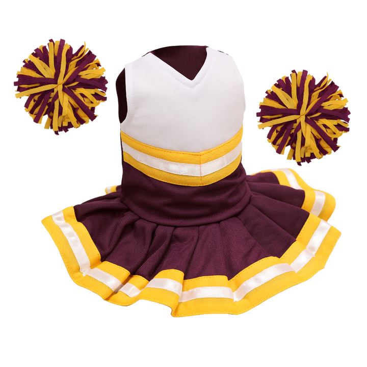 Cheerleader Outfit - Burgundy & White body with Gold trim #90010BG - Embroider Buddy®