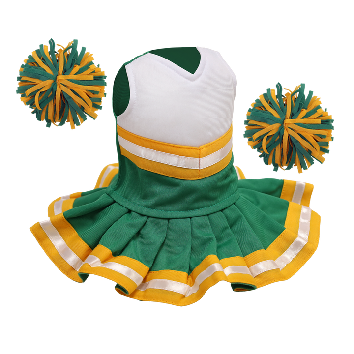 Cheerleader Outfit - Green and White body with Gold trim #90012GG - Embroider Buddy®