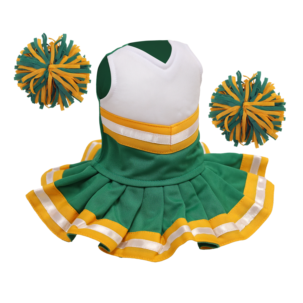 Cheerleader Outfit - Green and White body with Gold trim #90012GG - Embroider Buddy®