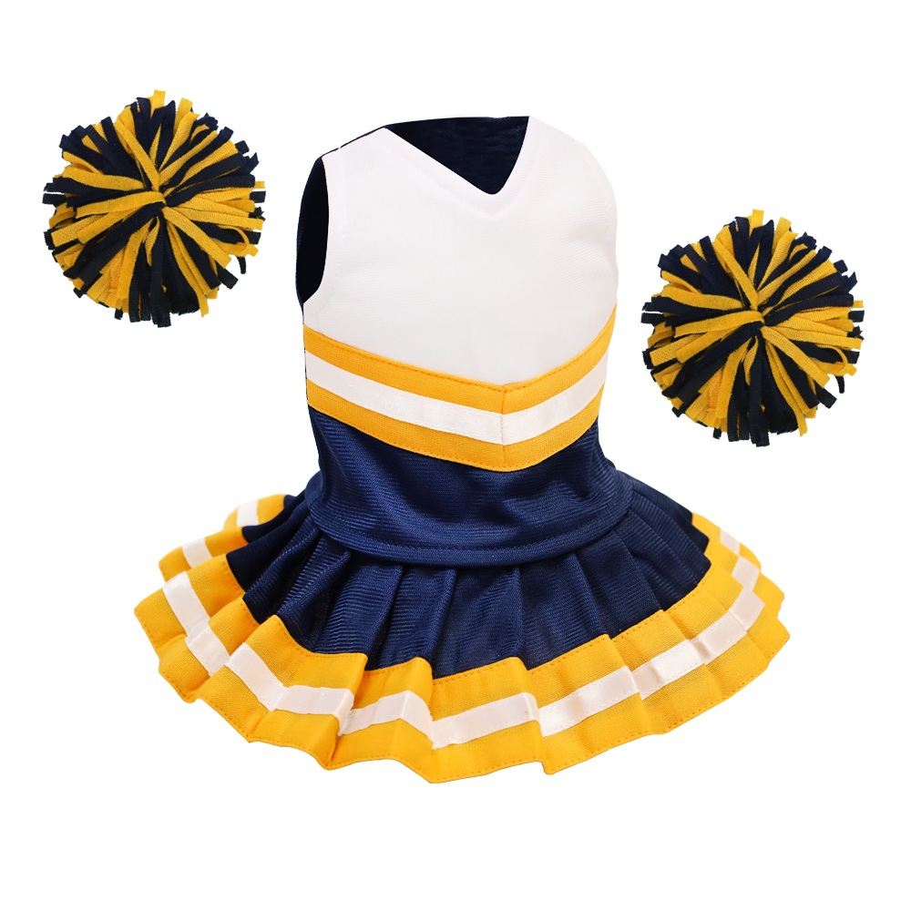 Cheerleader Outfit - Navy Blue & White body with Gold trim #90017NG - Embroider Buddy®