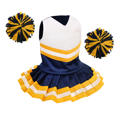 Cheerleader Outfit - Navy Blue & White body with Gold trim #90017NG - Embroider Buddy®