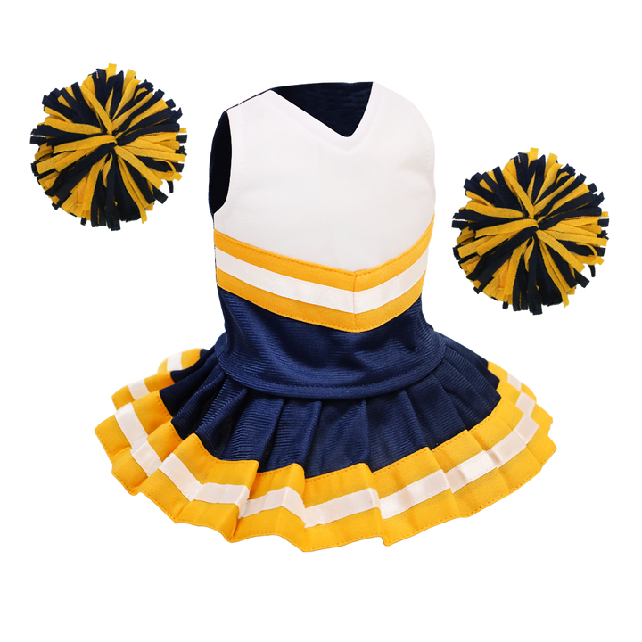 Cheerleader Outfit - Navy Blue & White body with Gold trim #90017NG - Embroider Buddy®