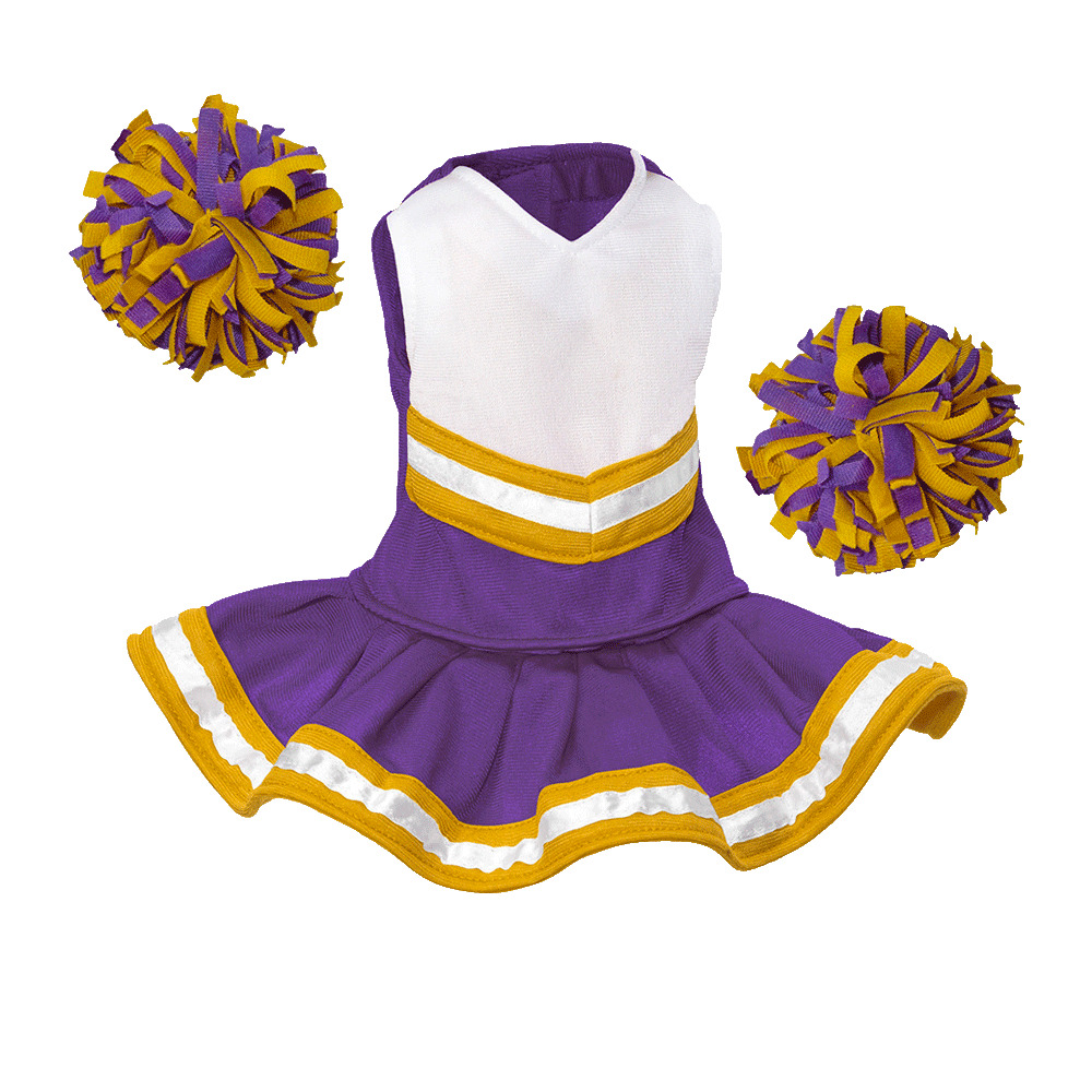 Cheerleader Outfit - Purple & White body with Gold Trim #90009PG - Embroider Buddy®