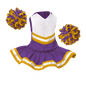 Cheerleader Outfit - Purple & White body with Gold Trim #90009PG - Embroider Buddy®