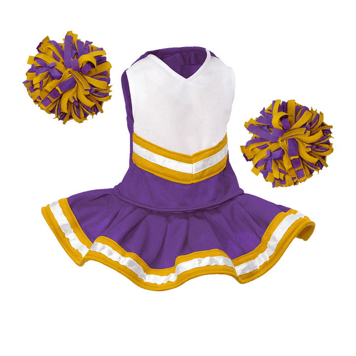 Cheerleader Outfit - Purple & White body with Gold Trim #90009PG - Embroider Buddy®