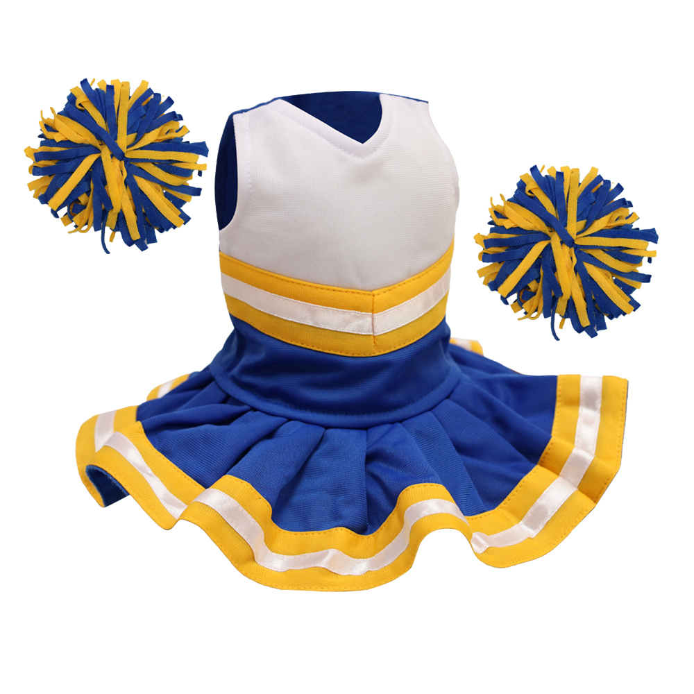 Cheerleader Outfit - Royal Blue & White body with Gold trim #90012RGB - Embroider Buddy®