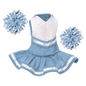 Cheerleader Outfit - White body with Carolina Blue trim #90009CB - Embroider Buddy®