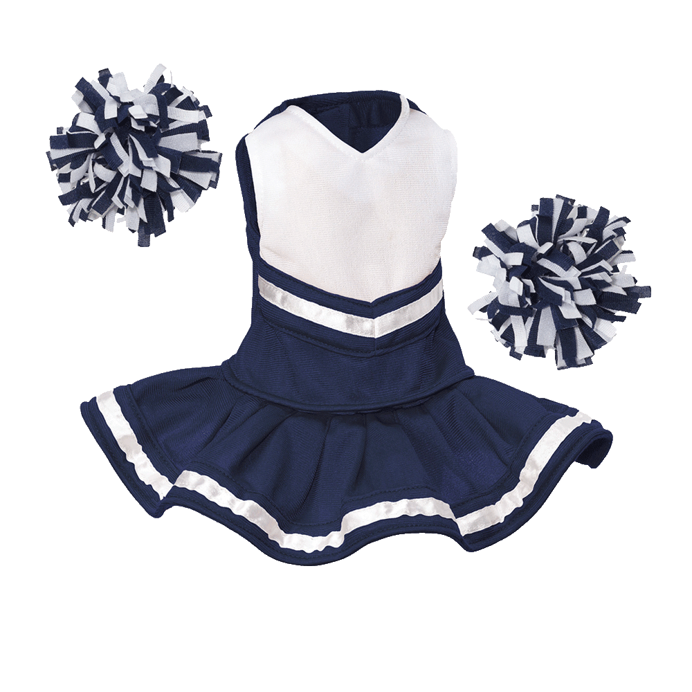 Cheerleader Outfit - White body with Navy Blue trim #90009N - Embroider Buddy®