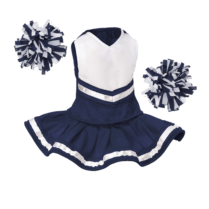 Cheerleader Outfit - White body with Navy Blue trim #90009N - Embroider Buddy®