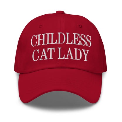 Childless Cat Lady Dad Hat - Cranberry - Headwear