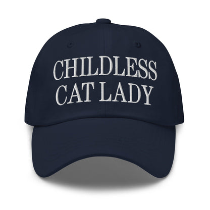 Childless Cat Lady Dad Hat - Navy - Headwear