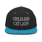Childless Cat Lady Flat Bill Brim Snapback Hat - Black/ Teal - Headwear