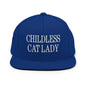 Childless Cat Lady Flat Bill Brim Snapback Hat - Royal Blue - Headwear