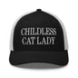 Childless Cat Lady Retro Trucker Hat - Black/ White - Headwear