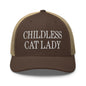 Childless Cat Lady Retro Trucker Hat - Brown/ Khaki - Headwear