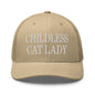 Childless Cat Lady Retro Trucker Hat - Khaki - Headwear
