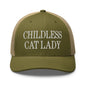 Childless Cat Lady Retro Trucker Hat - Moss/ Khaki - Headwear