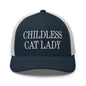 Childless Cat Lady Retro Trucker Hat - Navy/ White - Headwear