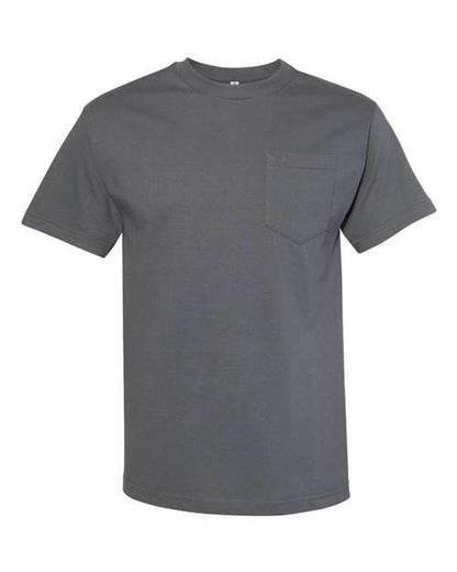 Gray short-sleeved Classic Pocket T-Shirt made from cotton polyester blend for custom apparel