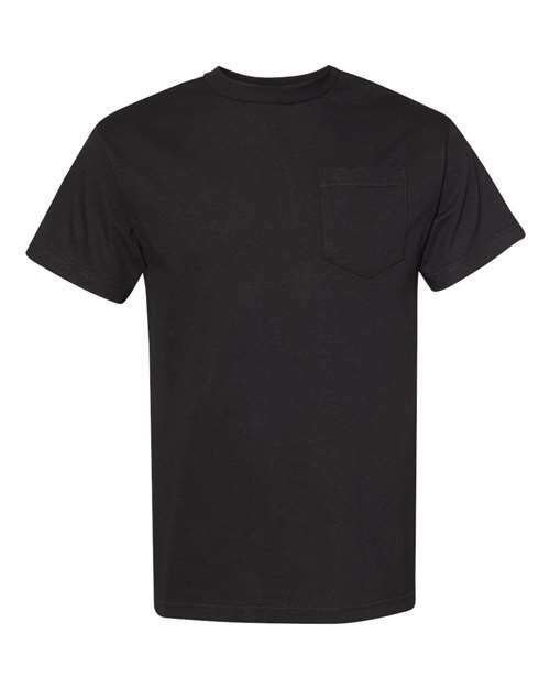 Black short-sleeved cotton polyester blend Classic Pocket T-Shirt for custom apparel