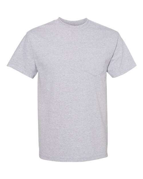 Gray short-sleeved cotton polyester blend Classic Pocket T-Shirt for custom apparel