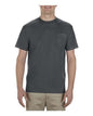Gray pocket T-Shirt made from a cotton polyester blend, ideal for custom apparel