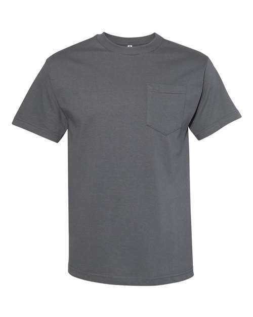 Gray cotton polyester blend Classic Pocket T-Shirt with short sleeves and pocket