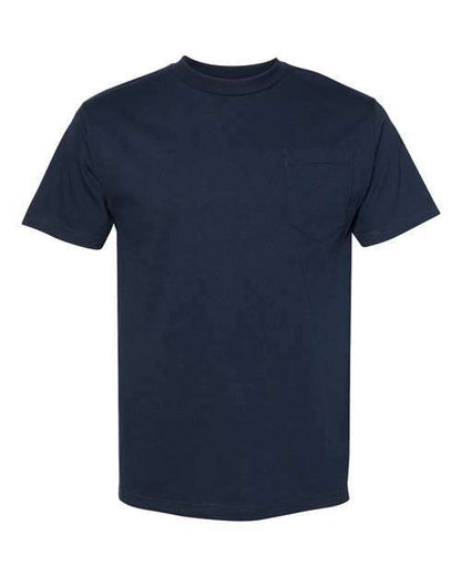 Navy blue Classic Pocket T-Shirt made from cotton polyester blend for custom apparel