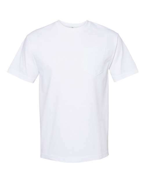 Plain white cotton polyester blend Classic Pocket T-Shirt for custom apparel or casual wear