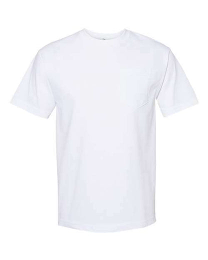 Plain white cotton polyester blend Classic Pocket T-Shirt for custom apparel or casual wear