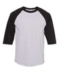 Gray and black raglan shirt in athletic heather for custom apparel with color designates