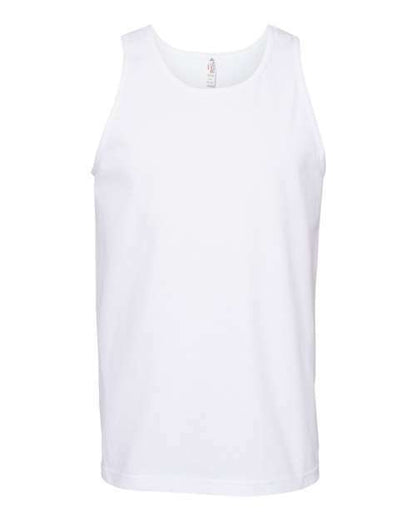 White classic tank top made from cotton polyester blend for comfortable casual wear