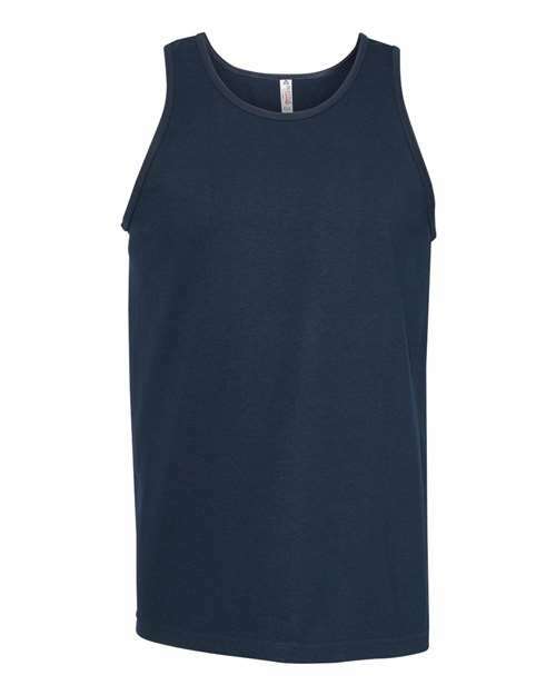 Navy blue classic tank top made from cotton polyester blend for comfortable wear