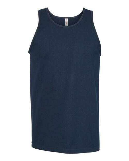 Navy blue classic tank top made from cotton polyester blend for comfortable style